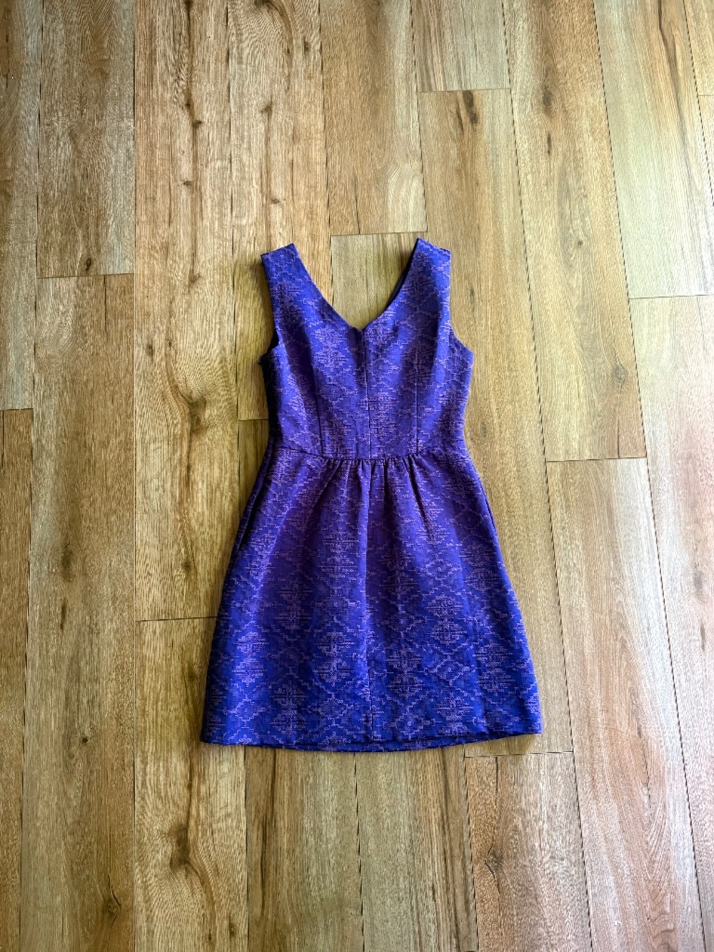 Anthropologie Maeve Averie Aztec Brocade Mini Dress Textured Blue Purple Size 2